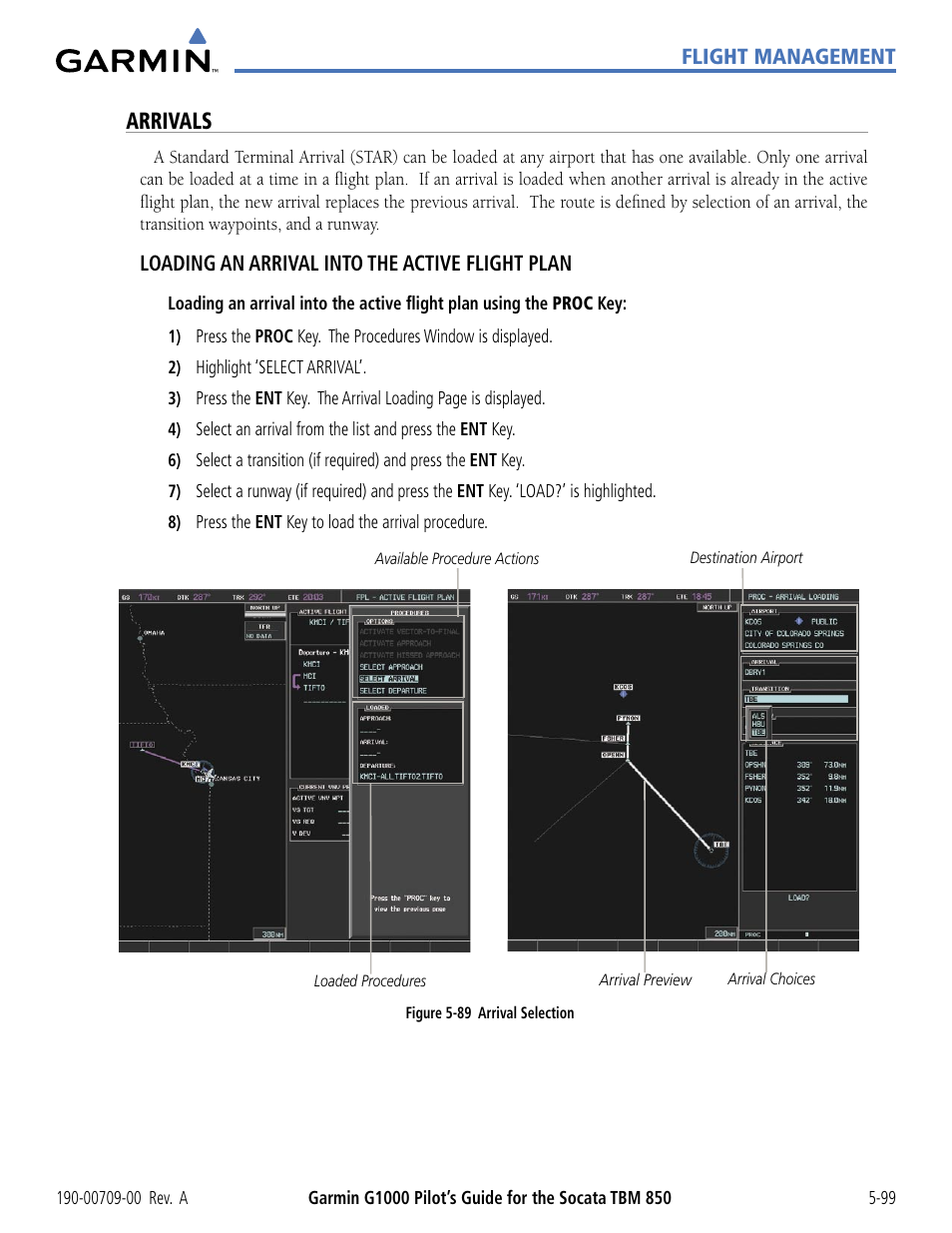 Arrivals | Garmin G1000 Socata TBM 850 User Manual | Page 251 / 542