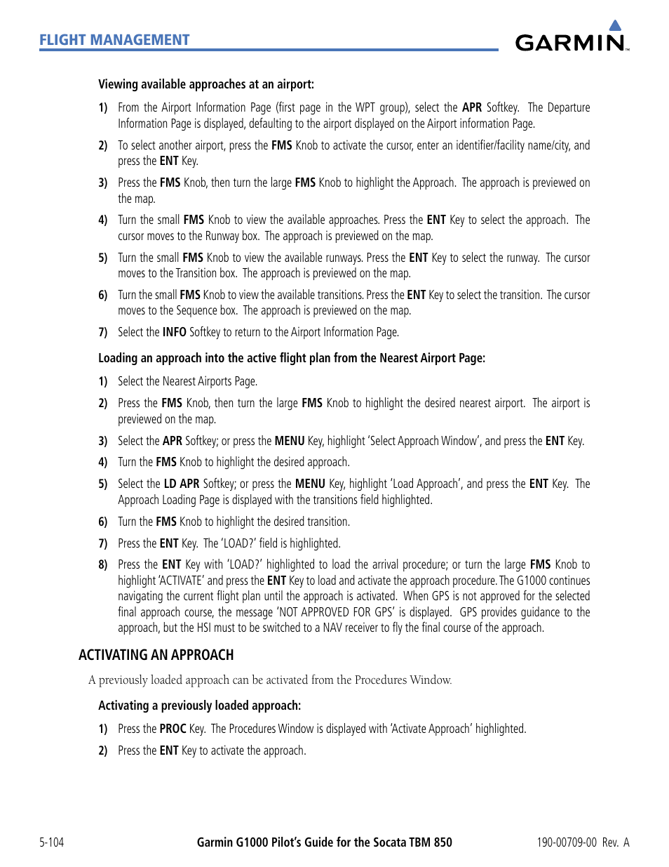 Garmin G1000 Socata TBM 850 User Manual | Page 256 / 542