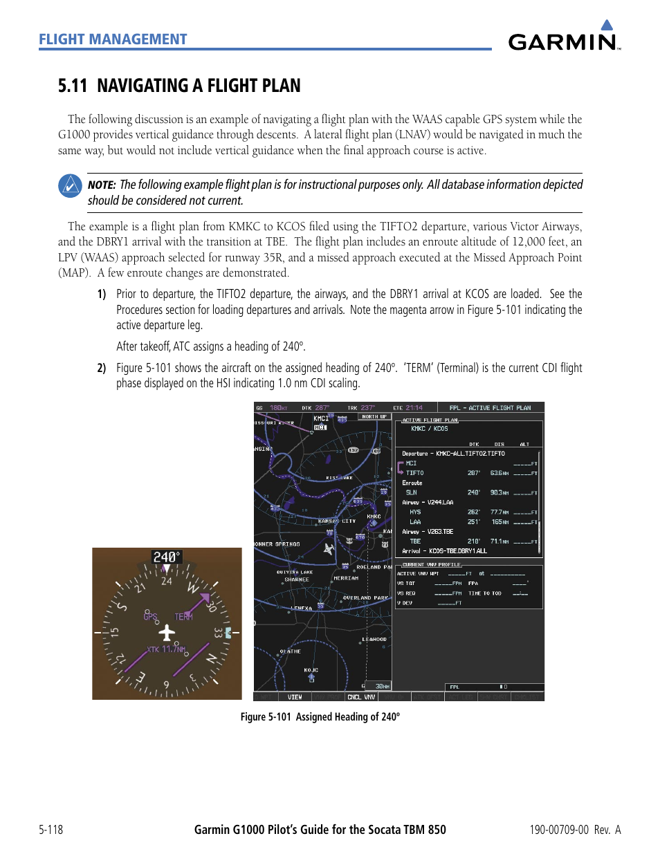 11 navigating a flight plan, 11 navigating a flight plan -118 | Garmin G1000 Socata TBM 850 User Manual | Page 270 / 542