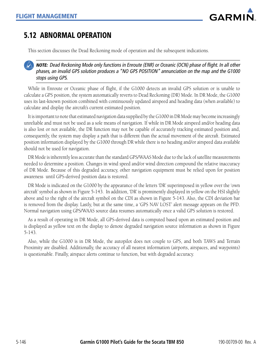12 abnormal operation, 12 abnormal operation -146 | Garmin G1000 Socata TBM 850 User Manual | Page 298 / 542