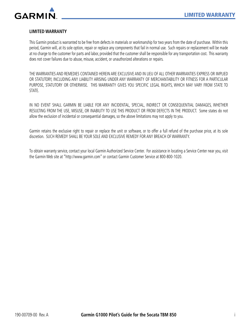 Garmin G1000 Socata TBM 850 User Manual | Page 3 / 542