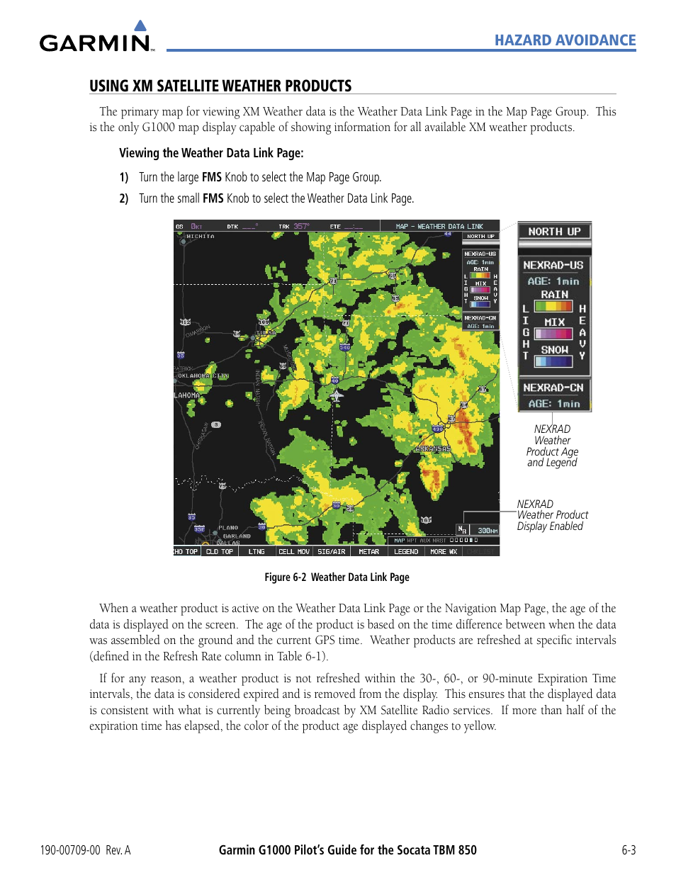 Using xm satellite weather products | Garmin G1000 Socata TBM 850 User Manual | Page 303 / 542