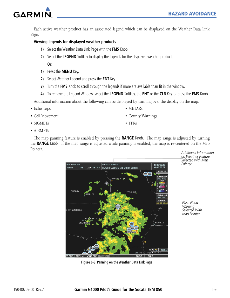 Hazard avoidance | Garmin G1000 Socata TBM 850 User Manual | Page 309 / 542