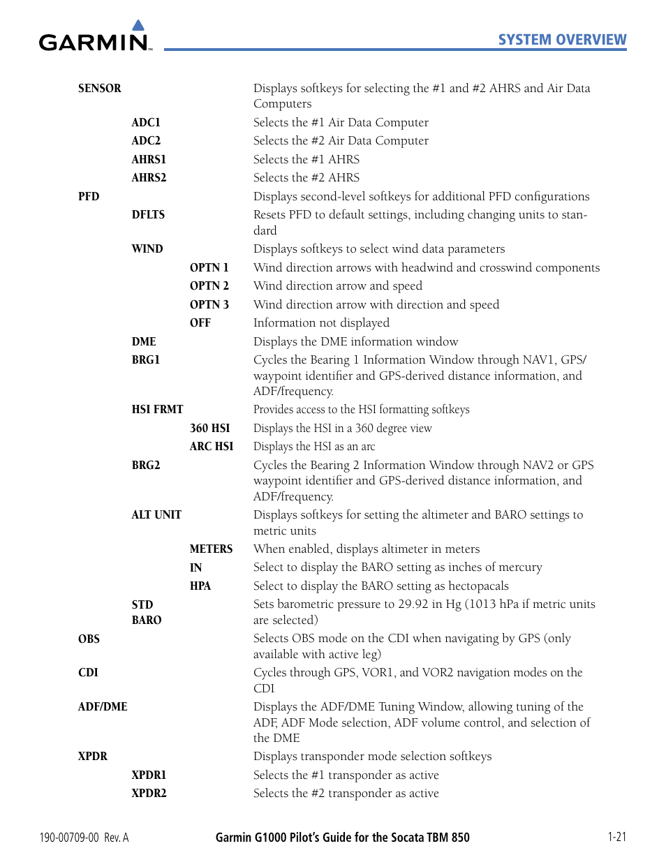 Garmin G1000 Socata TBM 850 User Manual | Page 31 / 542