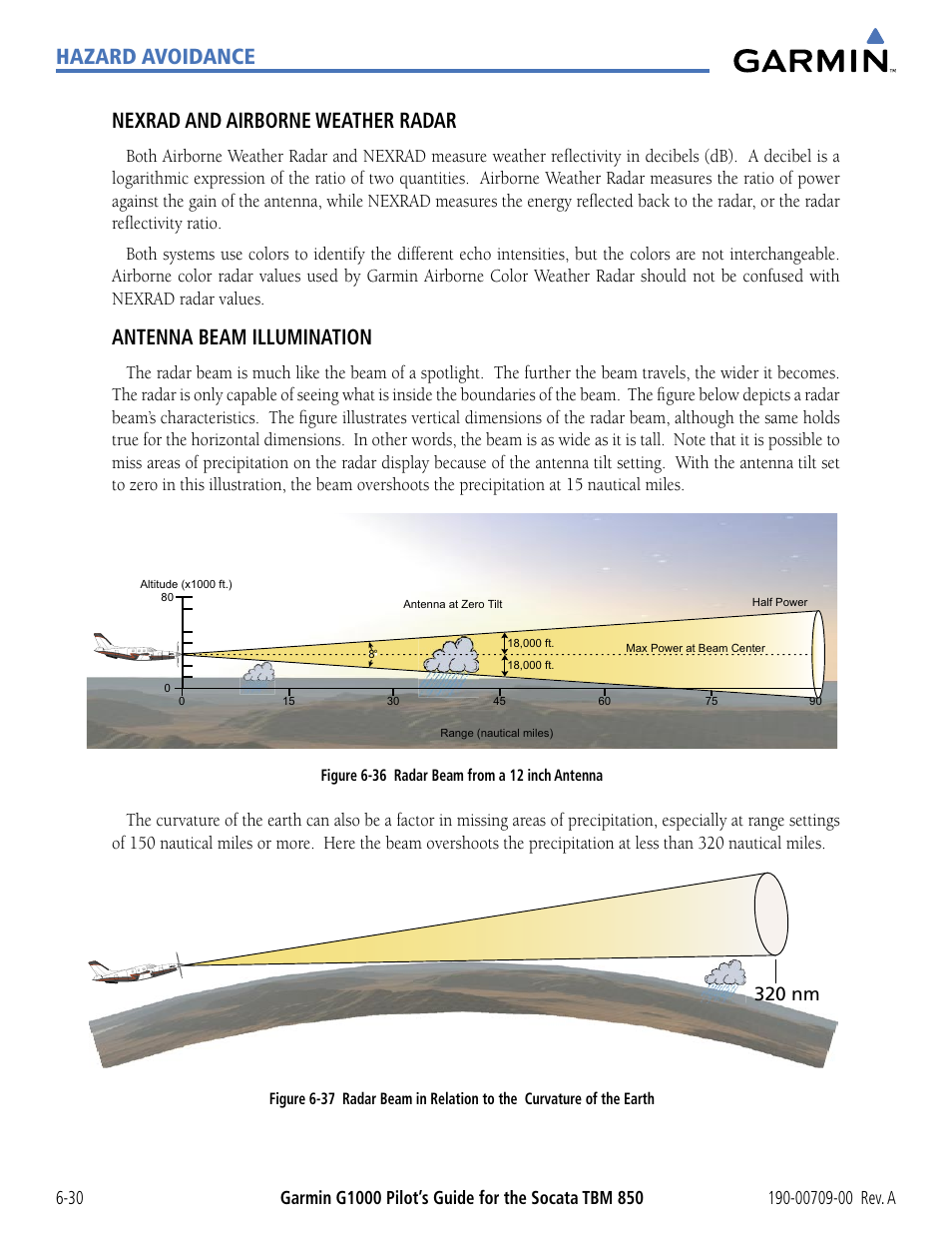 Hazard avoidance nexrad and airborne weather radar, Antenna beam illumination, 320 nm | Garmin G1000 Socata TBM 850 User Manual | Page 330 / 542