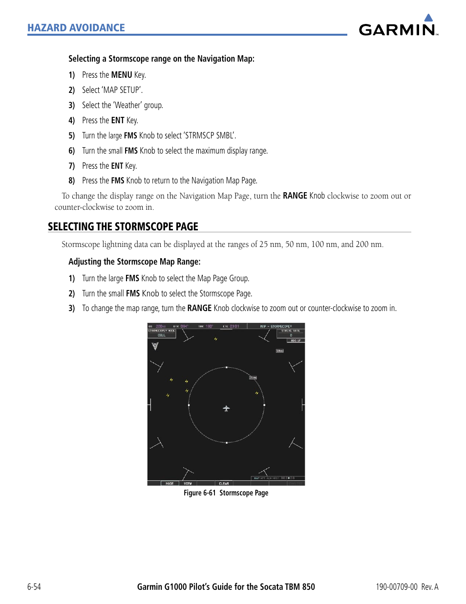 Selecting the stormscope page | Garmin G1000 Socata TBM 850 User Manual | Page 354 / 542