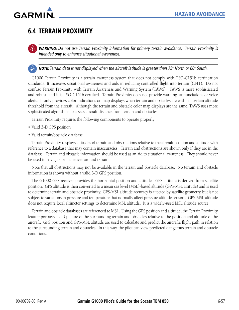 4 terrain proximity, 4 terrain proximity -57 | Garmin G1000 Socata TBM 850 User Manual | Page 357 / 542
