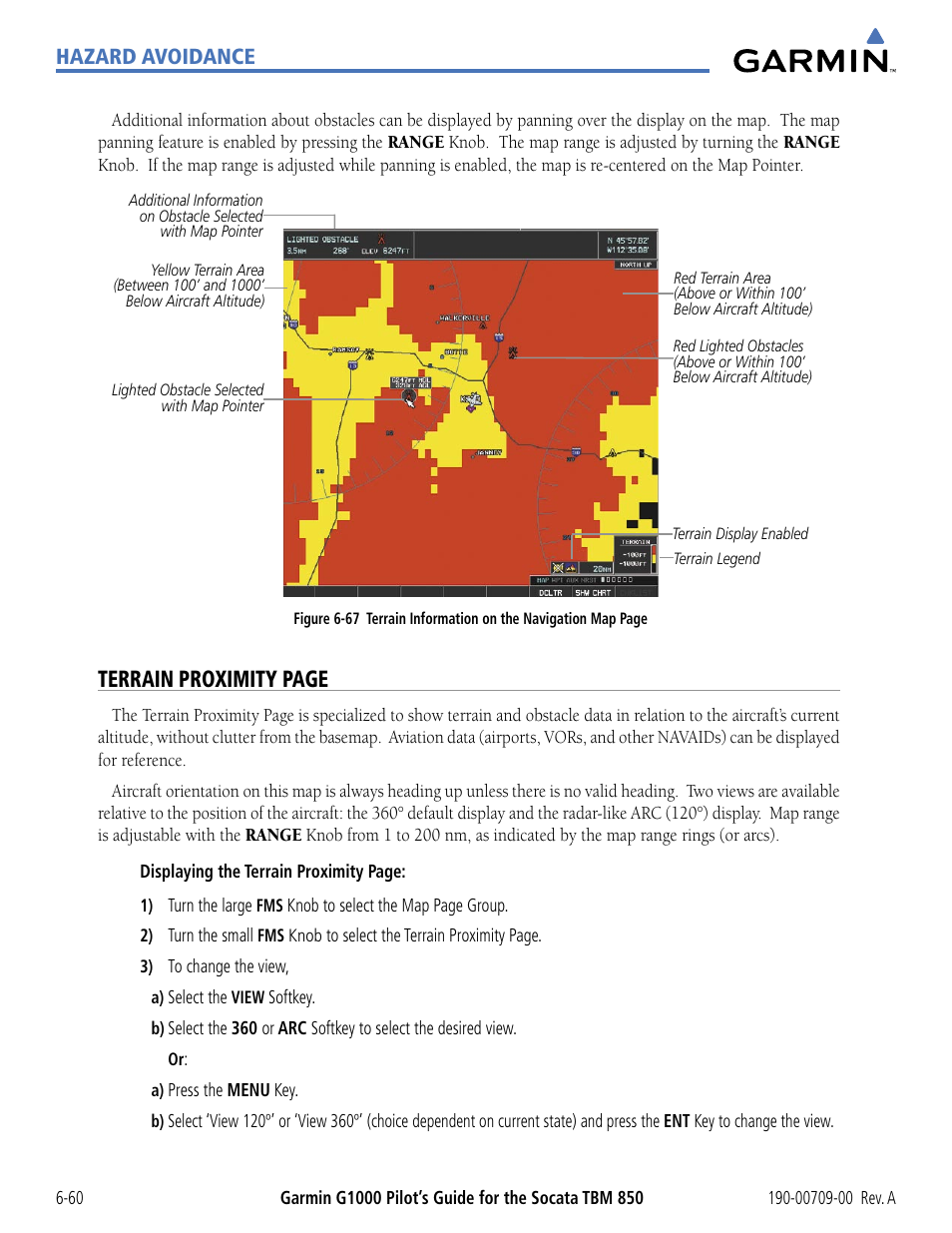 Terrain proximity page, Hazard avoidance | Garmin G1000 Socata TBM 850 User Manual | Page 360 / 542