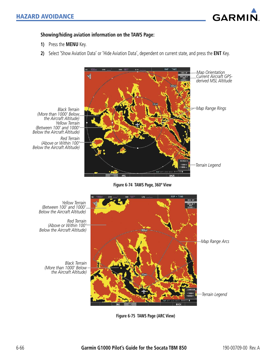 Hazard avoidance | Garmin G1000 Socata TBM 850 User Manual | Page 366 / 542