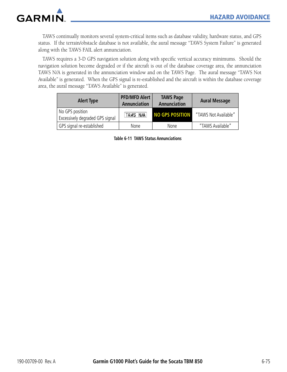 Hazard avoidance | Garmin G1000 Socata TBM 850 User Manual | Page 375 / 542
