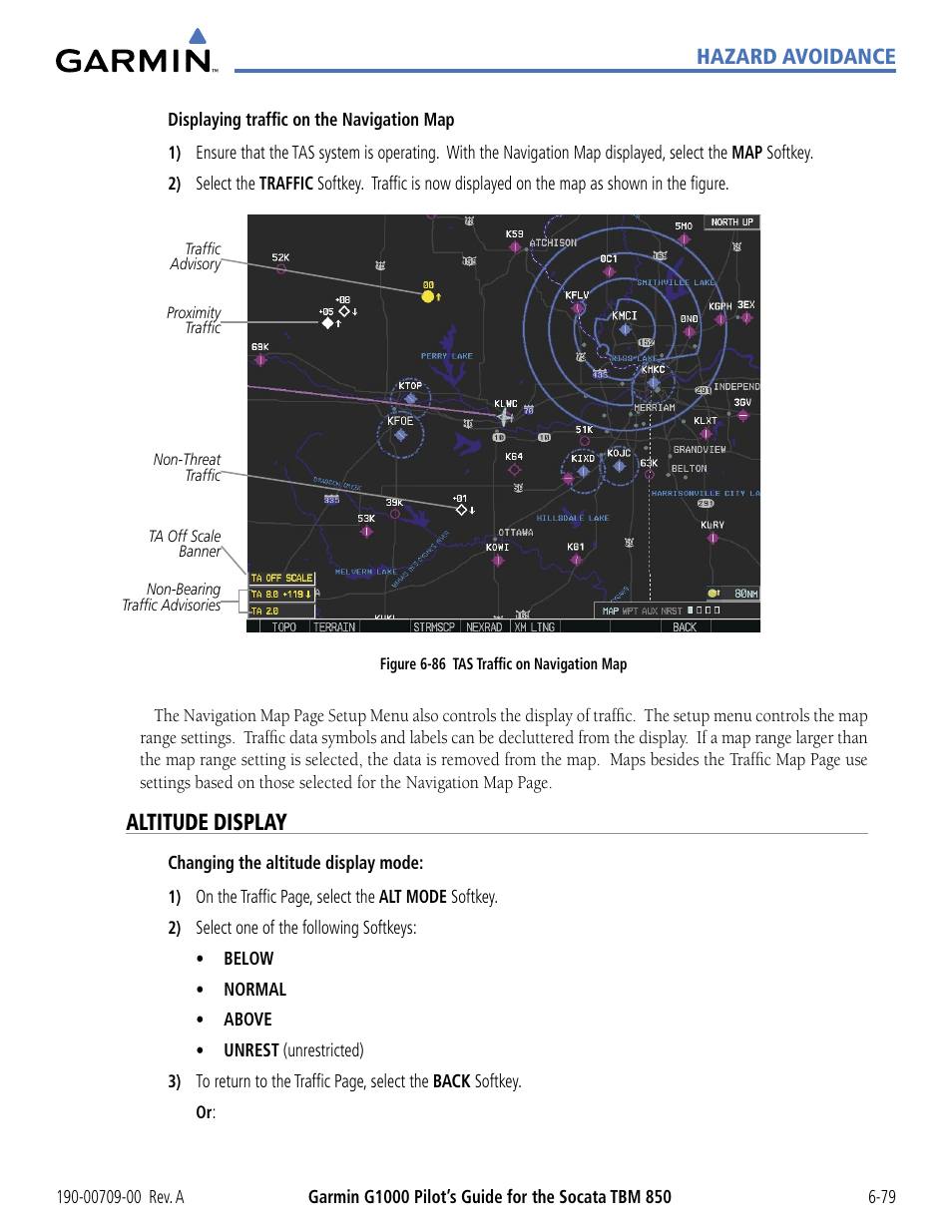 Altitude display, Hazard avoidance | Garmin G1000 Socata TBM 850 User Manual | Page 379 / 542