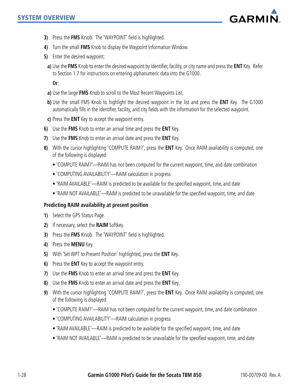 Garmin G1000 Socata TBM 850 User Manual | Page 38 / 542