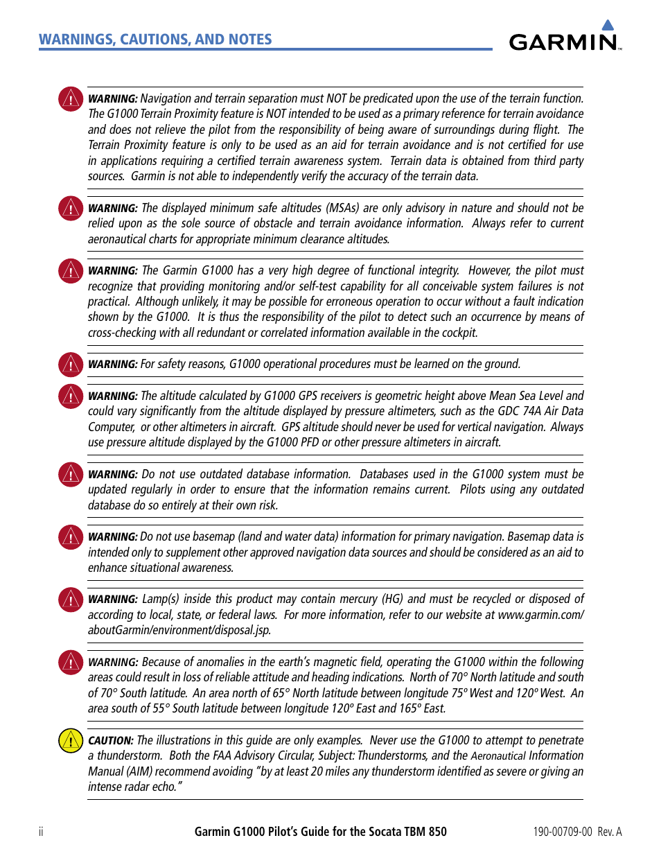 Garmin G1000 Socata TBM 850 User Manual | Page 4 / 542
