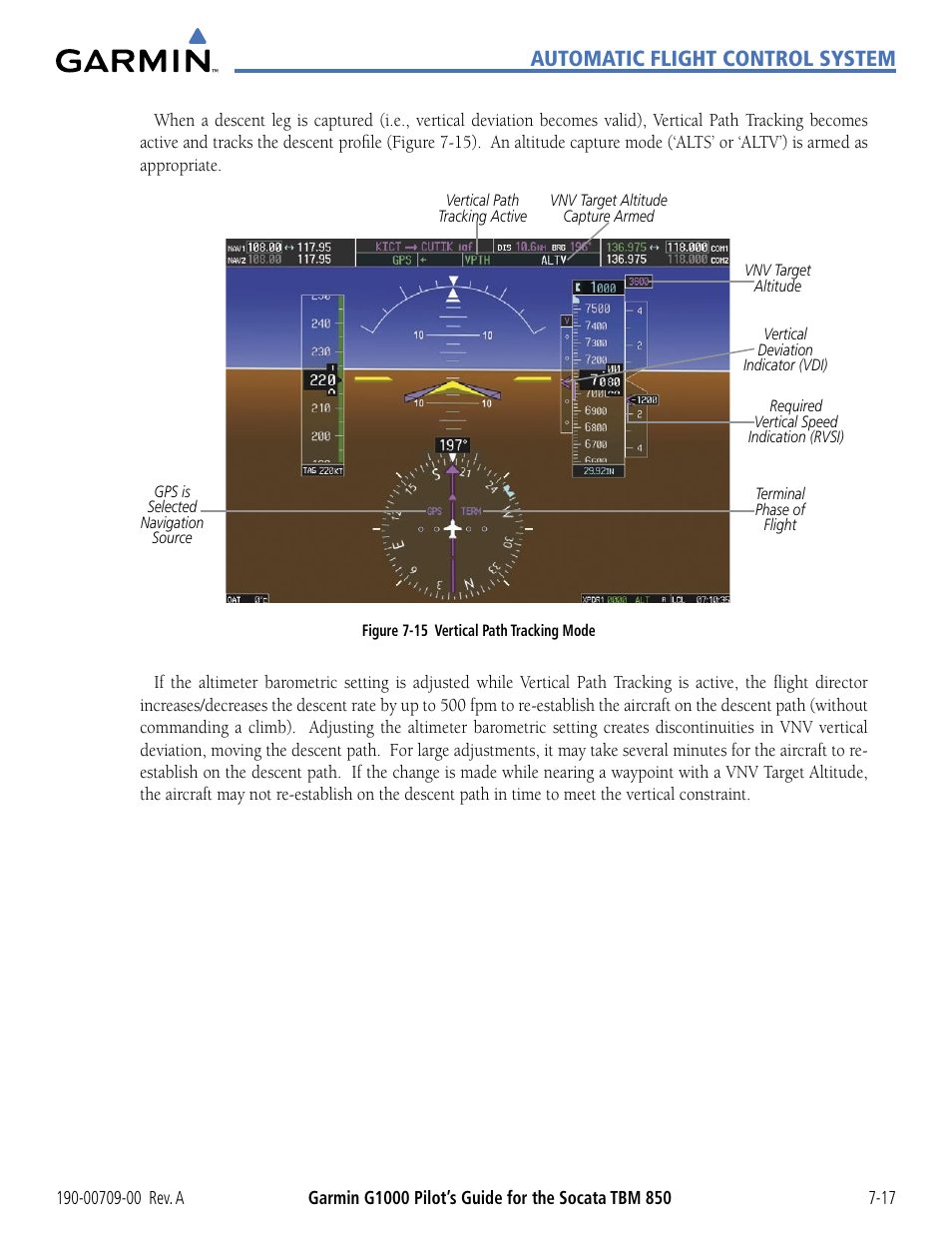 Automatic flight control system | Garmin G1000 Socata TBM 850 User Manual | Page 401 / 542