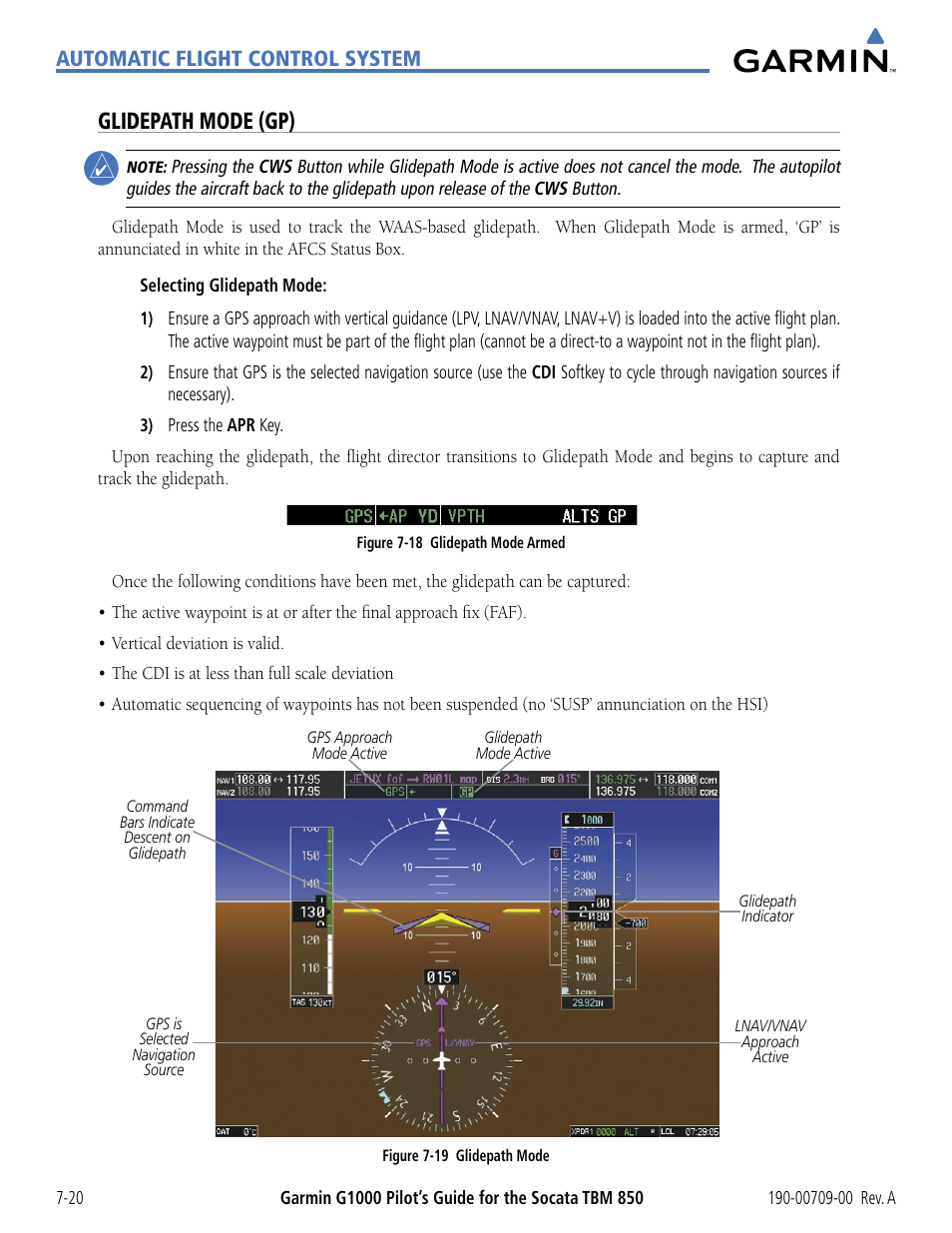 Glidepath mode (gp), Automatic flight control system | Garmin G1000 Socata TBM 850 User Manual | Page 404 / 542