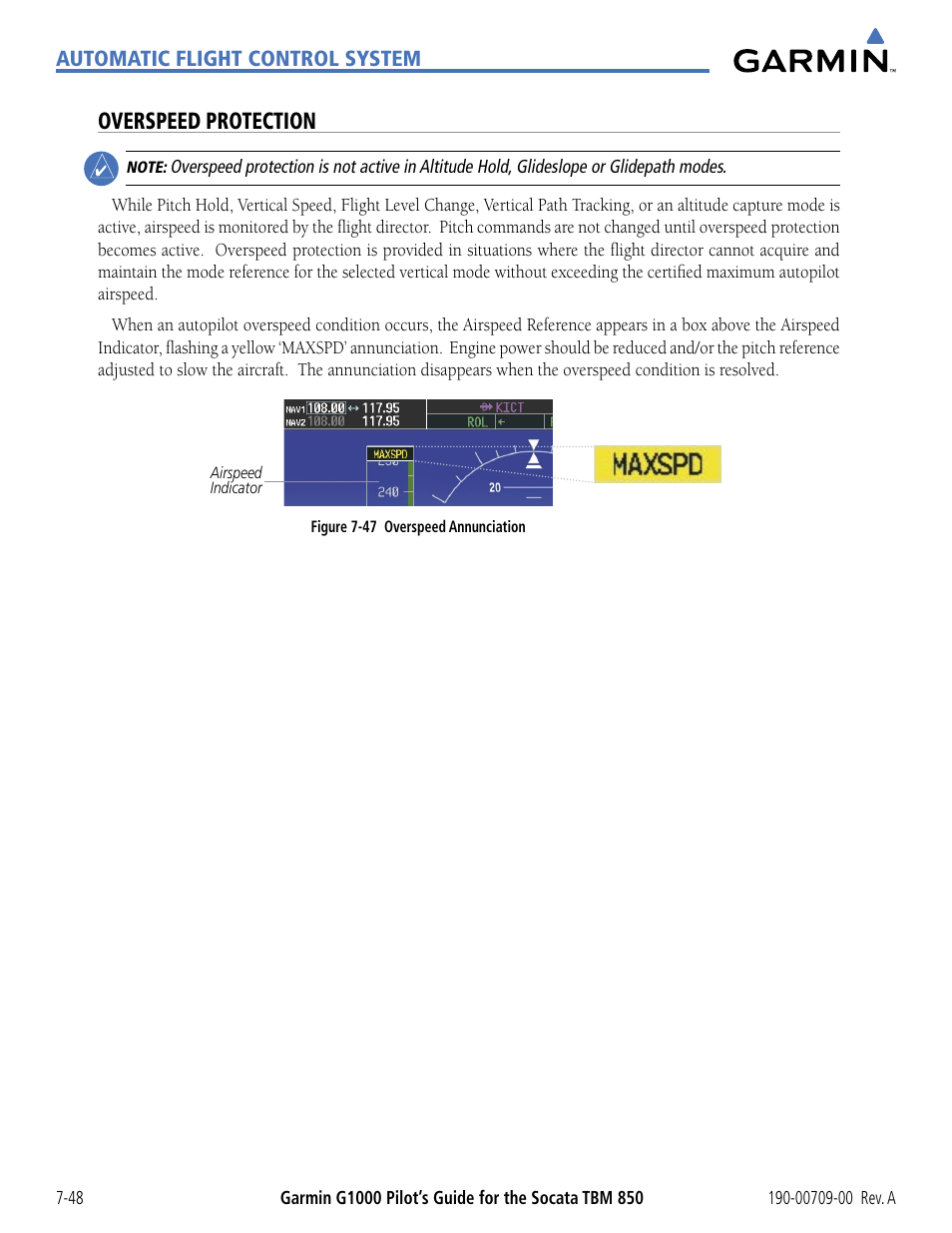 Overspeed protection | Garmin G1000 Socata TBM 850 User Manual | Page 432 / 542