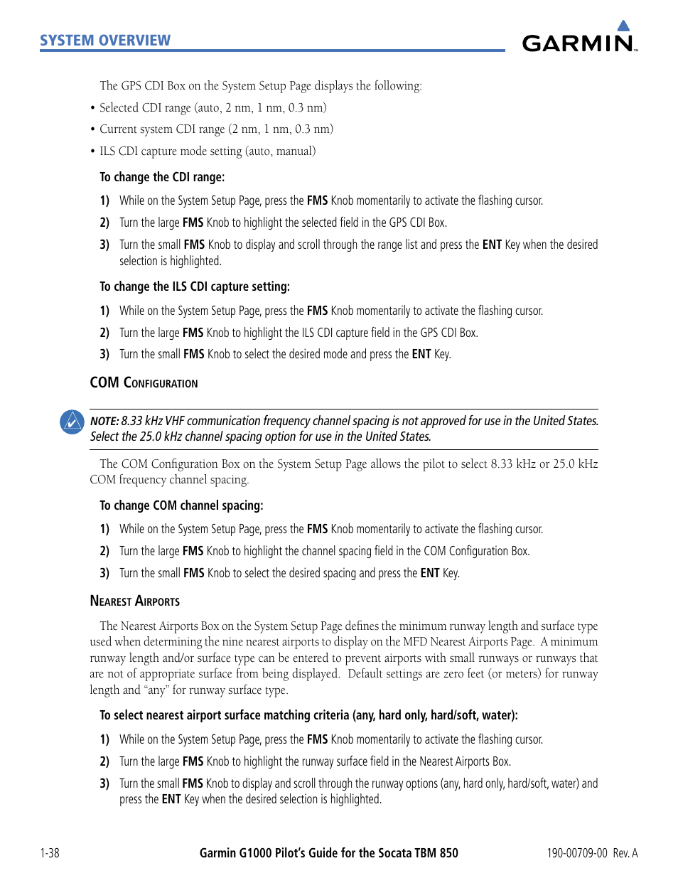 Garmin G1000 Socata TBM 850 User Manual | Page 48 / 542