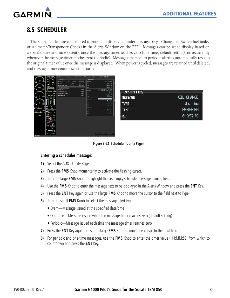 5 scheduler, 5 scheduler -55 | Garmin G1000 Socata TBM 850 User Manual | Page 487 / 542