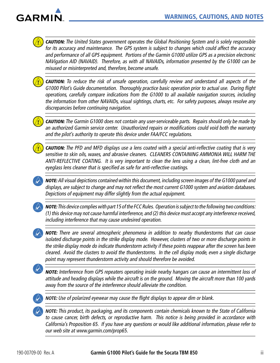 Garmin G1000 Socata TBM 850 User Manual | Page 5 / 542
