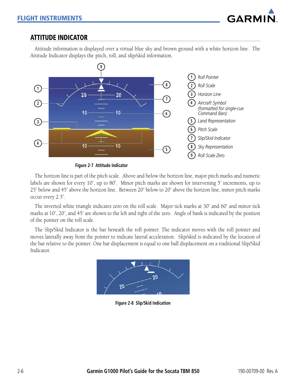 Attitude indicator, Flight instruments | Garmin G1000 Socata TBM 850 User Manual | Page 60 / 542