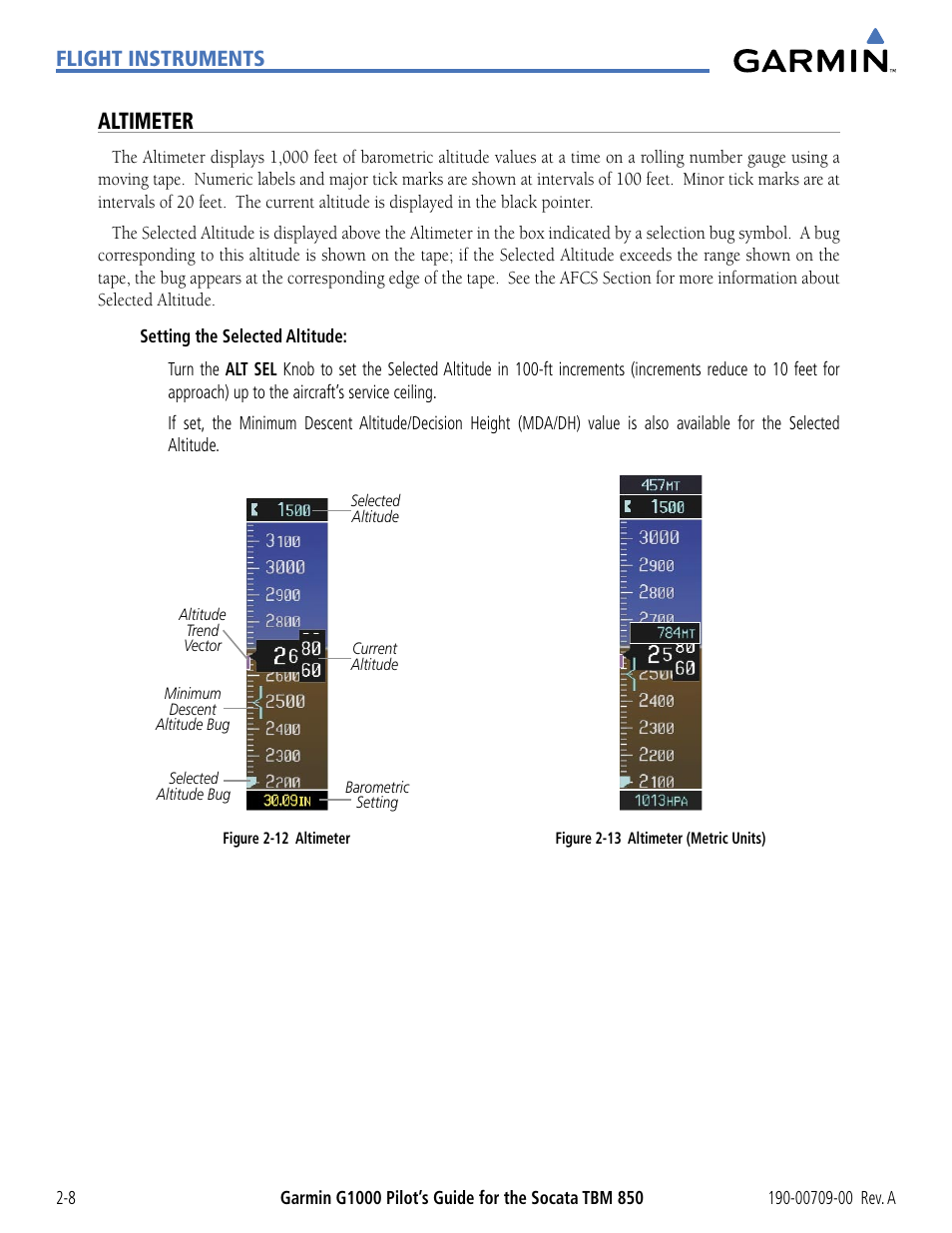 Altimeter, Flight instruments | Garmin G1000 Socata TBM 850 User Manual | Page 62 / 542