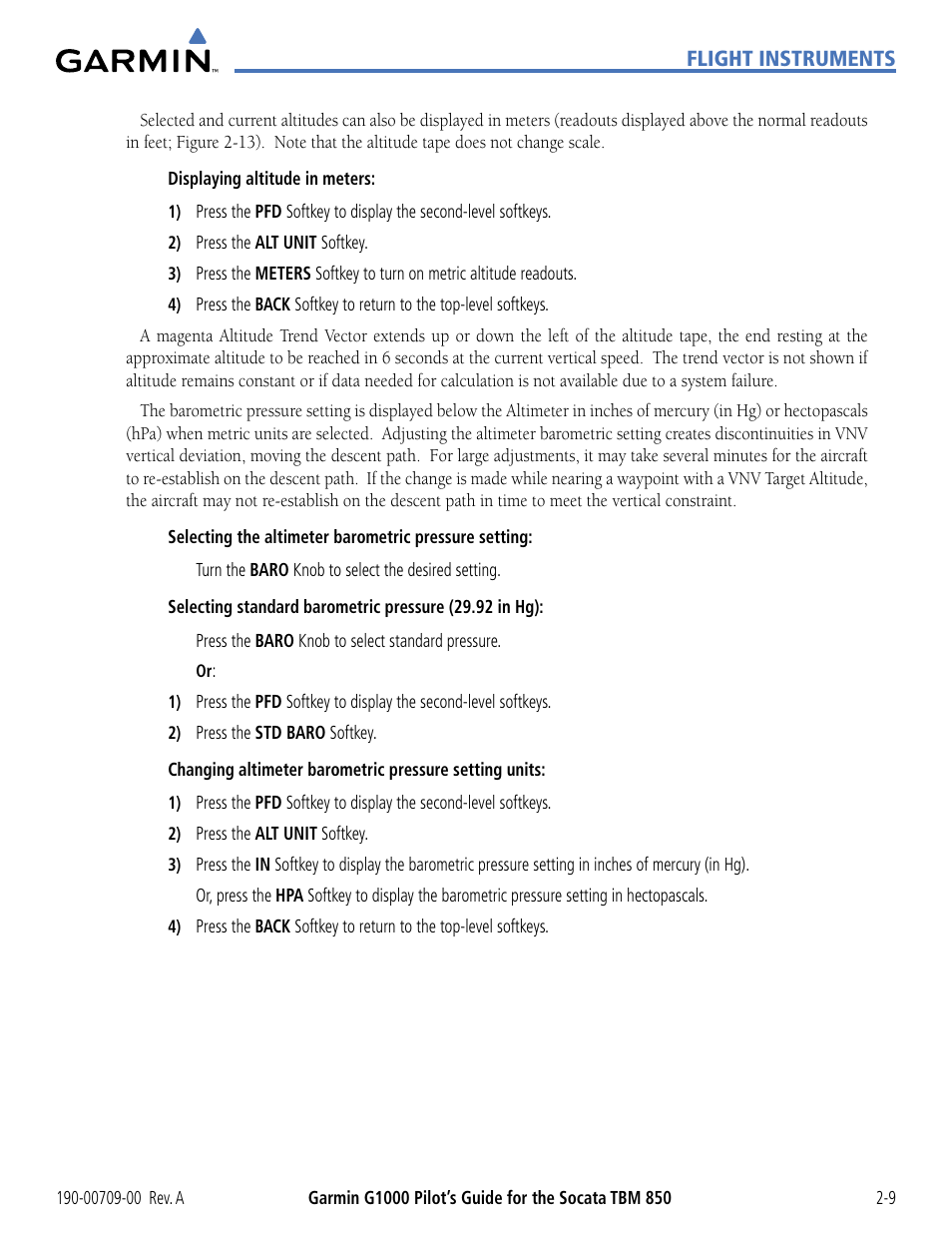 Garmin G1000 Socata TBM 850 User Manual | Page 63 / 542