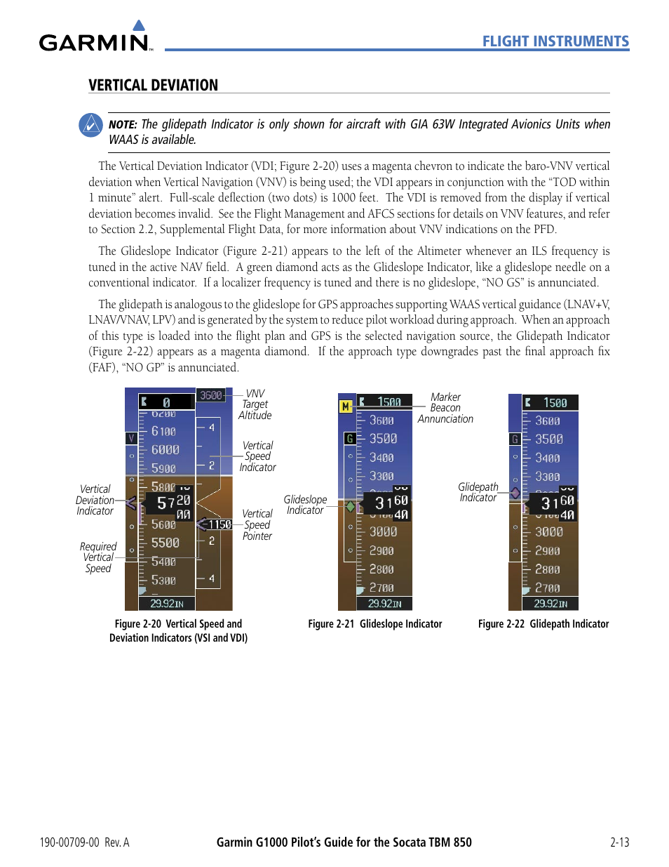 Vertical deviation, Flight instruments | Garmin G1000 Socata TBM 850 User Manual | Page 67 / 542