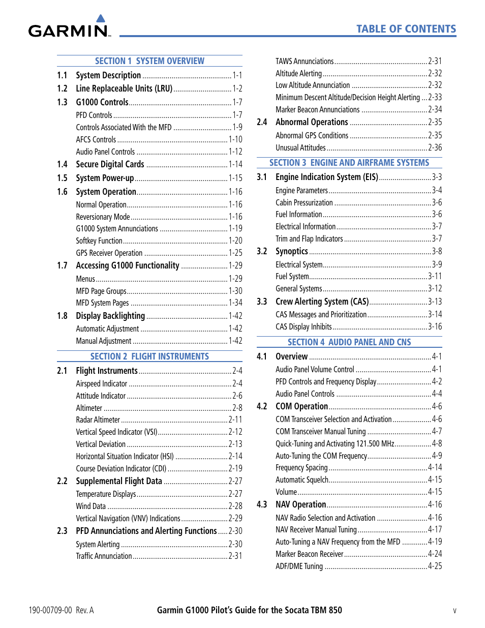 Garmin G1000 Socata TBM 850 User Manual | Page 7 / 542