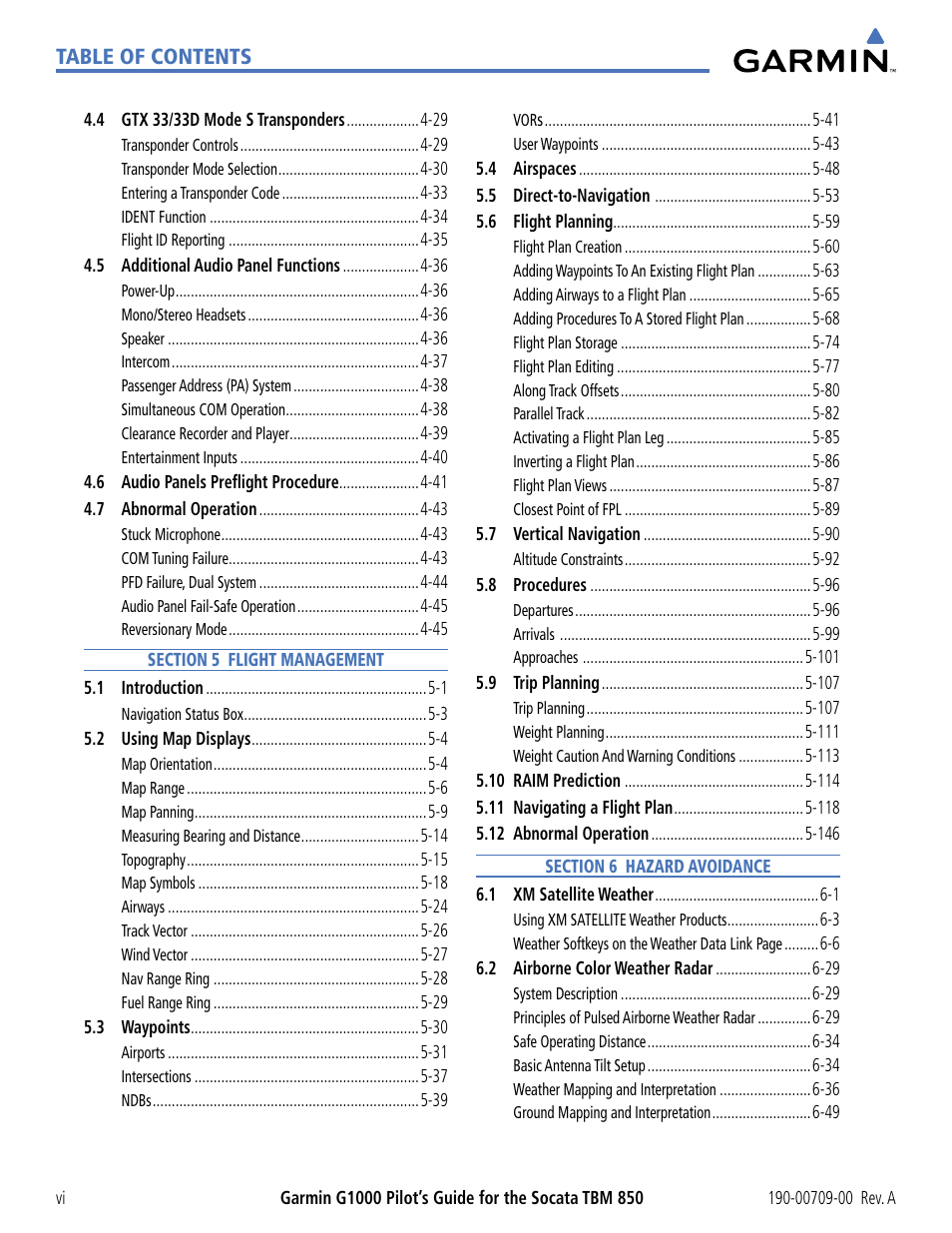 Garmin G1000 Socata TBM 850 User Manual | Page 8 / 542