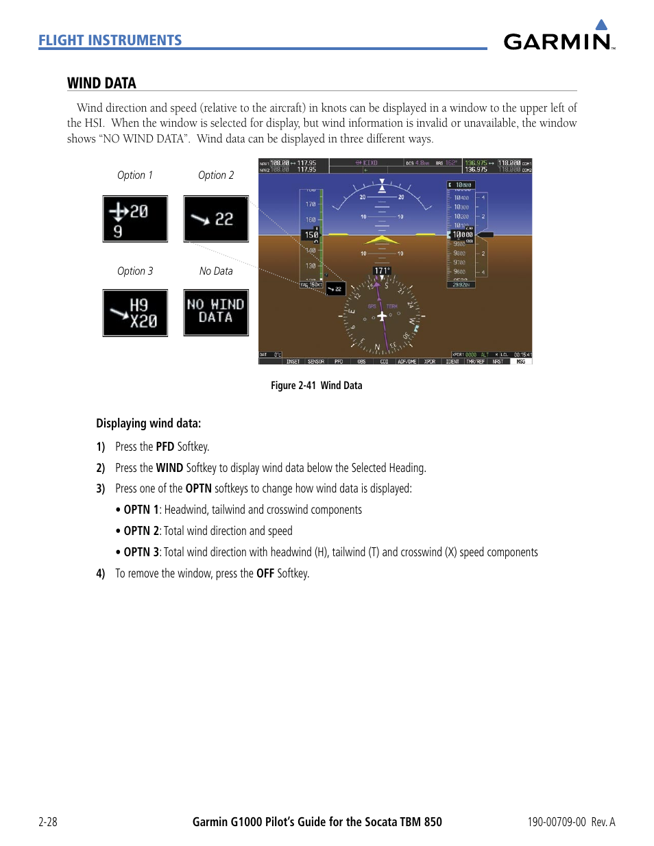 Wind data | Garmin G1000 Socata TBM 850 User Manual | Page 82 / 542