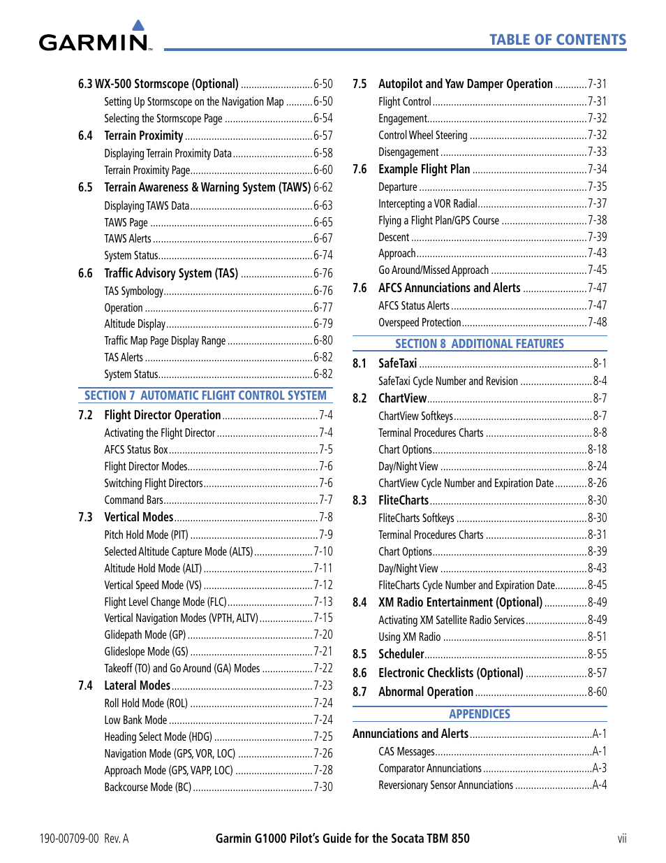 Garmin G1000 Socata TBM 850 User Manual | Page 9 / 542