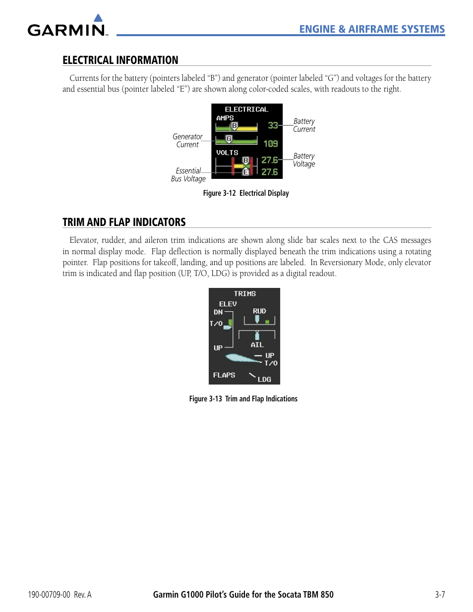 Electrical information, Trim and flap indicators | Garmin G1000 Socata TBM 850 User Manual | Page 97 / 542