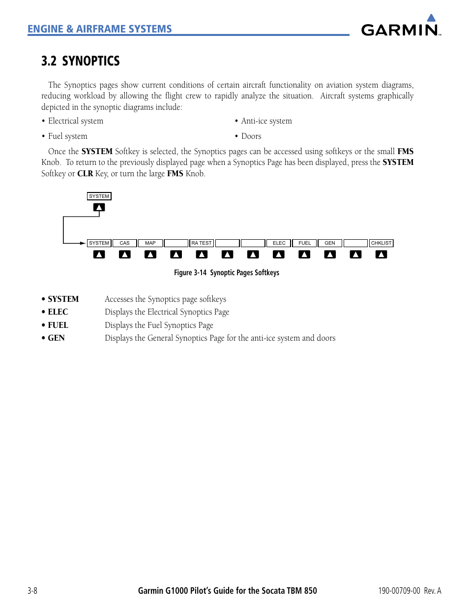 2 synoptics, 2 synoptics -8, Engine & airframe systems | Garmin G1000 Socata TBM 850 User Manual | Page 98 / 542