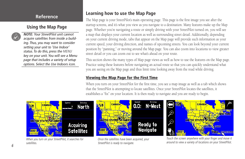 Reference, Learning how to use the map page, Using the map page | Garmin StreetPilot 2650 User Manual | Page 16 / 95