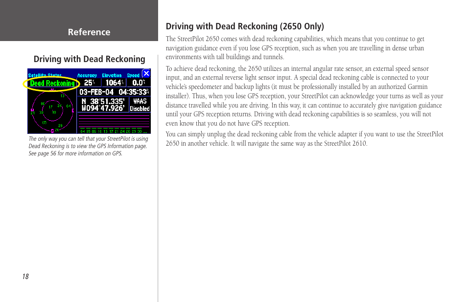 Driving with dead reckoning (2650 only) | Garmin StreetPilot 2650 User Manual | Page 28 / 95