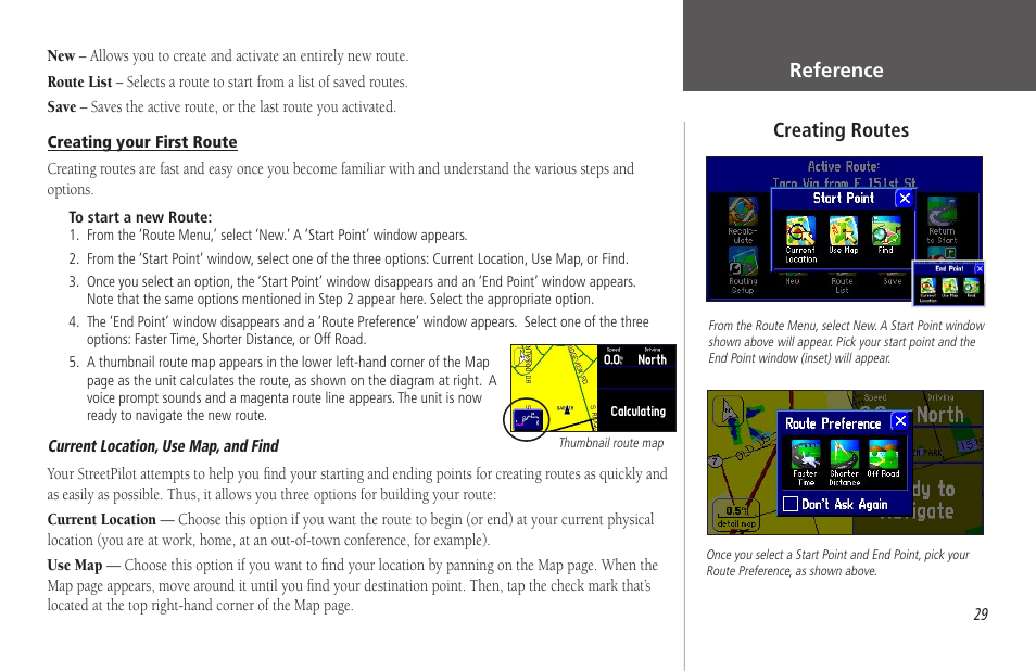 Creating your first route, Reference, Creating routes | Garmin StreetPilot 2650 User Manual | Page 39 / 95