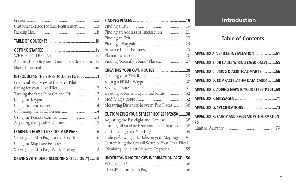 Garmin StreetPilot 2650 User Manual | Page 5 / 95