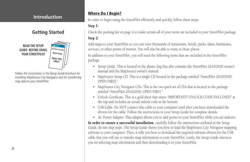 Getting started, Where do i begin, Introduction | Garmin StreetPilot 2650 User Manual | Page 6 / 95