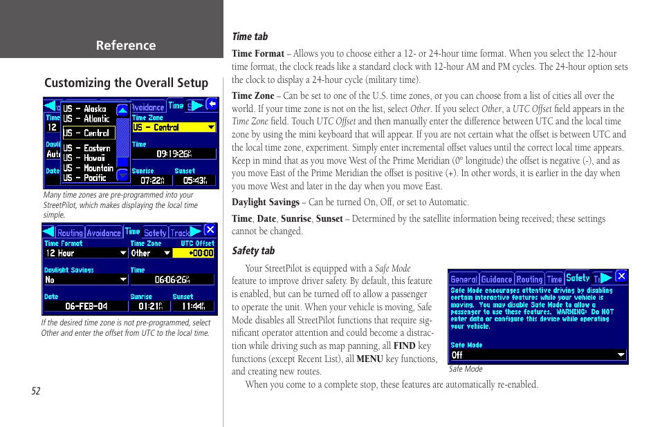 Reference, Customizing the overall setup | Garmin StreetPilot 2650 User Manual | Page 62 / 95