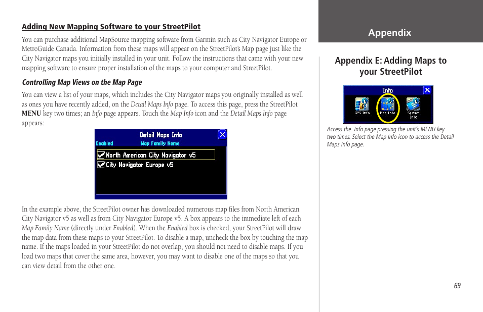 Appendix e: adding maps to your streetpilot | Garmin StreetPilot 2650 User Manual | Page 79 / 95