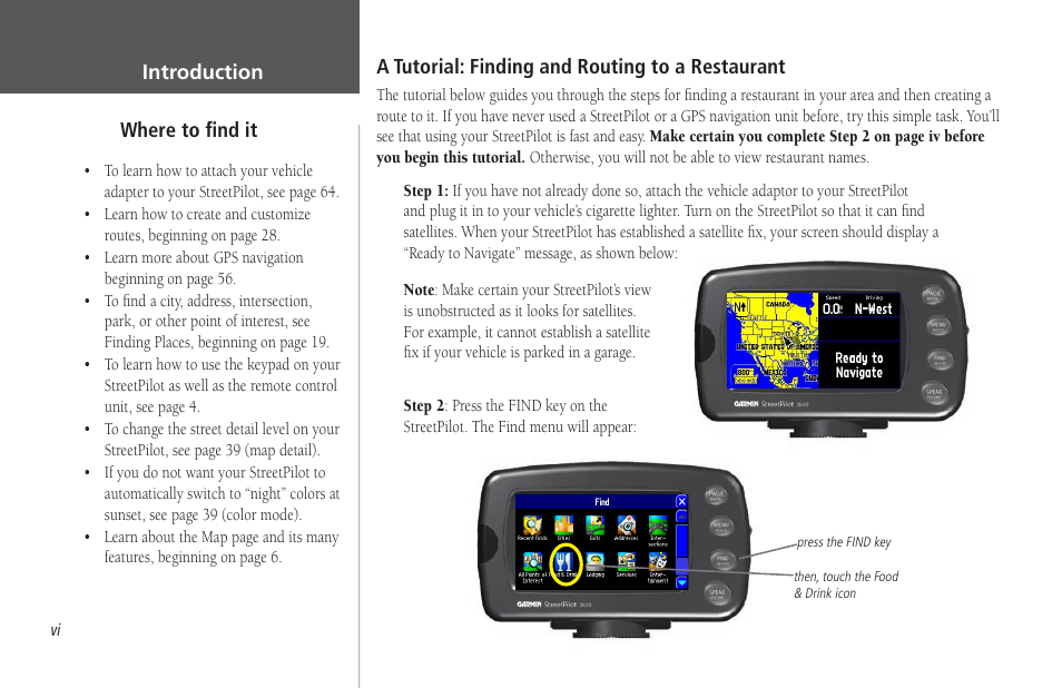 A tutorial: finding and routing to a restaurant | Garmin StreetPilot 2650 User Manual | Page 8 / 95