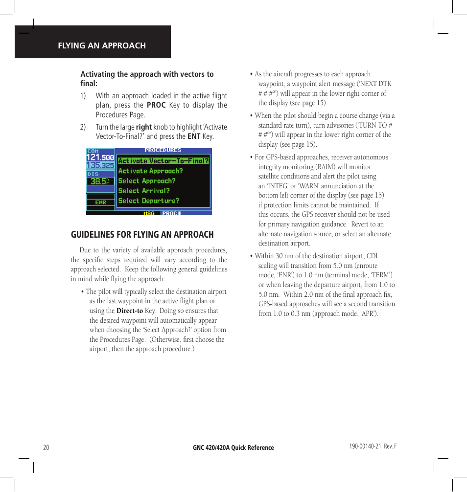 Garmin GNC 420 User Manual | Page 20 / 22