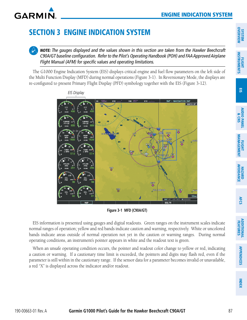Section 3 engine indication system, Engine indication system | Garmin G1000 King Air C90GT User Manual | Page 101 / 586