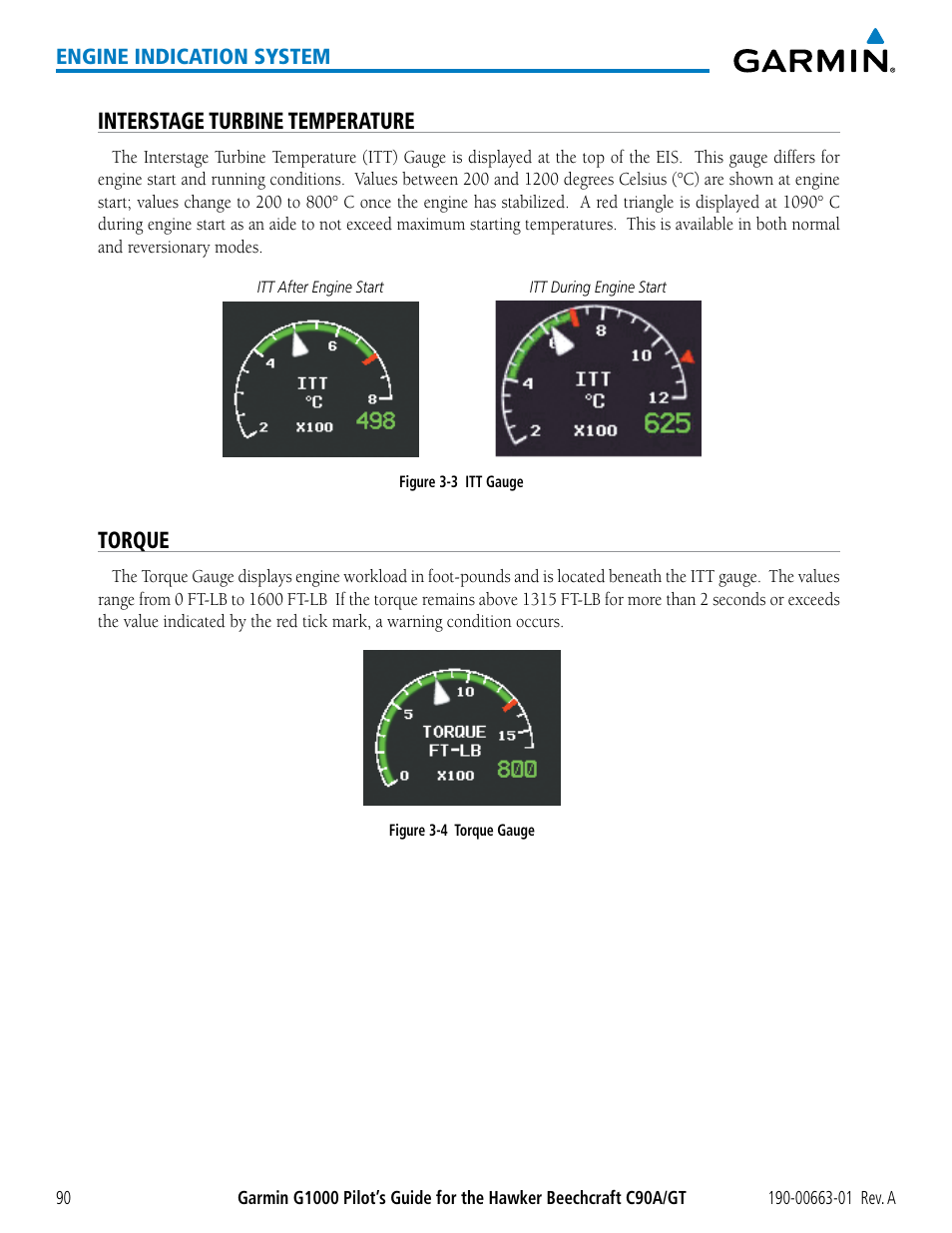 Interstage turbine temperature, Torque | Garmin G1000 King Air C90GT User Manual | Page 104 / 586