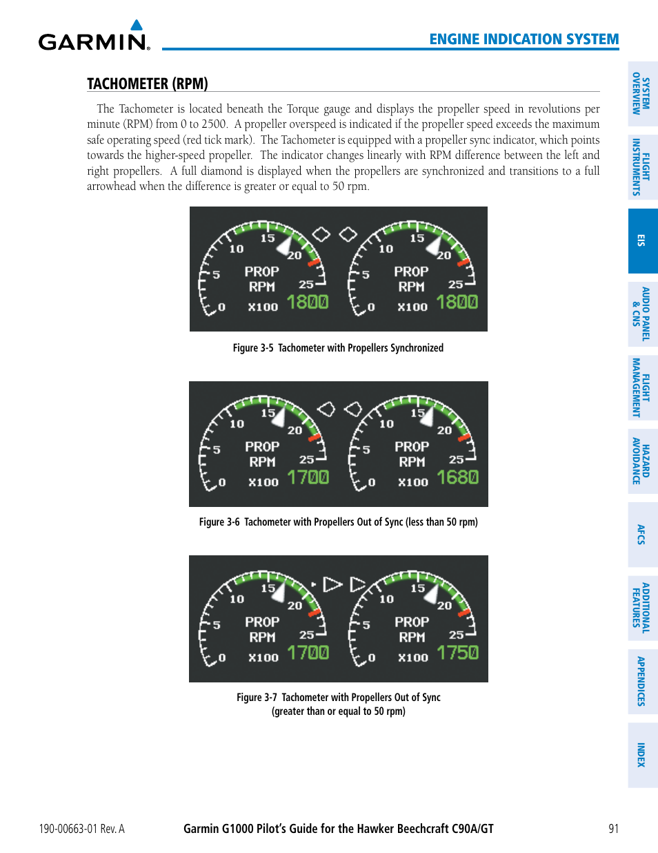 Tachometer (rpm), Engine indication system | Garmin G1000 King Air C90GT User Manual | Page 105 / 586