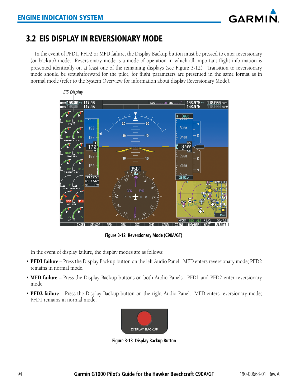 2 eis display in reversionary mode | Garmin G1000 King Air C90GT User Manual | Page 108 / 586