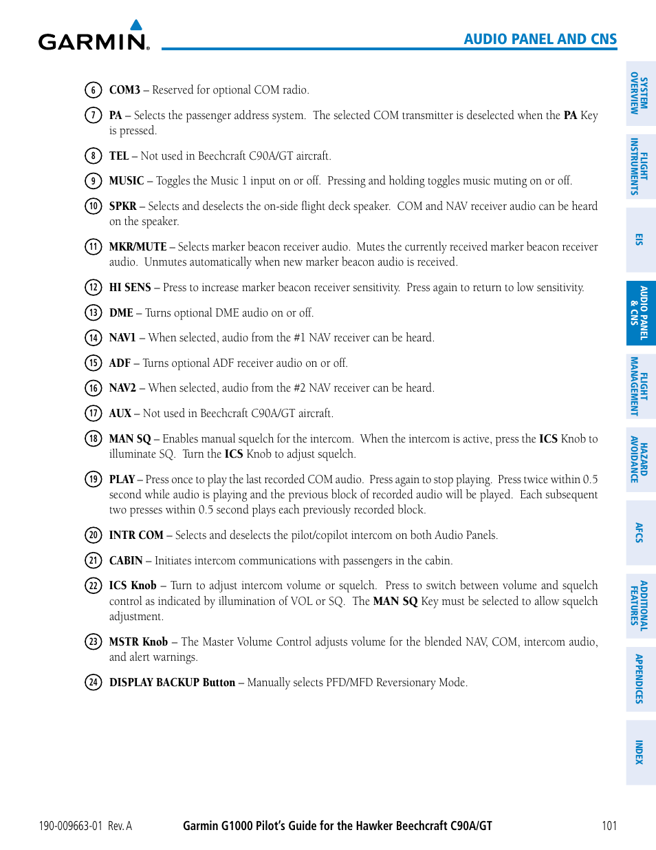 Audio panel and cns | Garmin G1000 King Air C90GT User Manual | Page 115 / 586