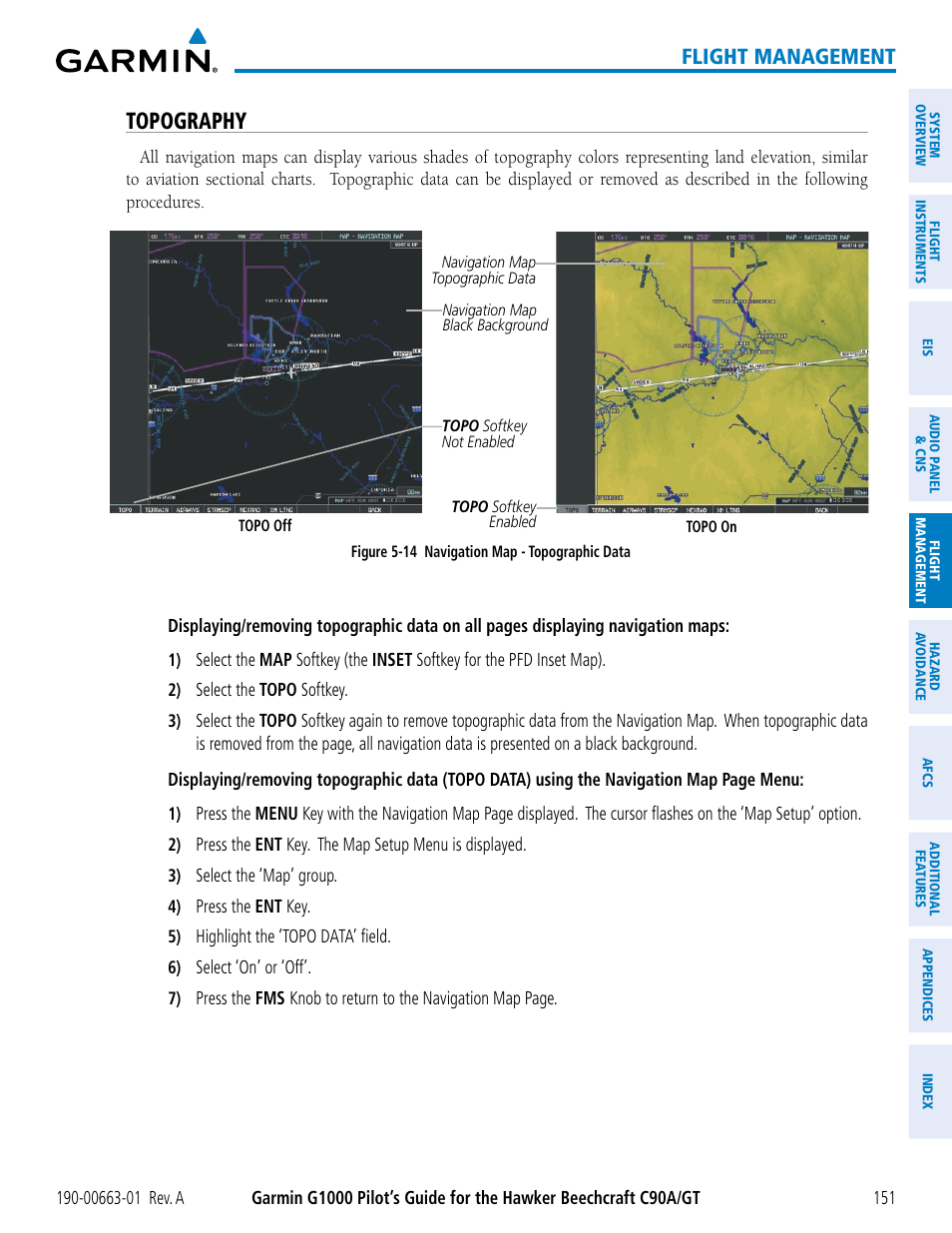 Topography, Flight management | Garmin G1000 King Air C90GT User Manual | Page 165 / 586