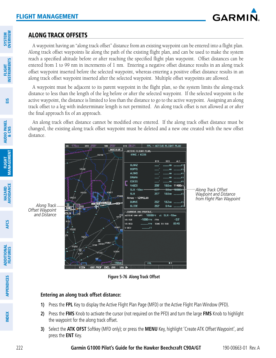 Along track offsets, Flight management | Garmin G1000 King Air C90GT User Manual | Page 236 / 586