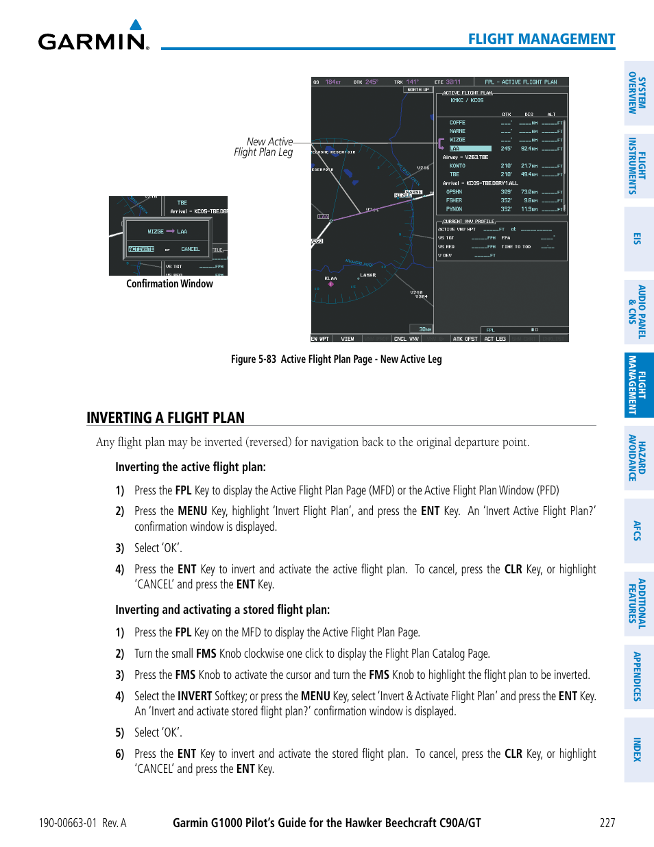 Inverting a flight plan, Flight management | Garmin G1000 King Air C90GT User Manual | Page 241 / 586